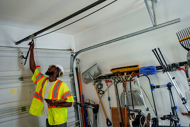 Professional Garage Door Panel Replacement technician working in Barclay, NJ